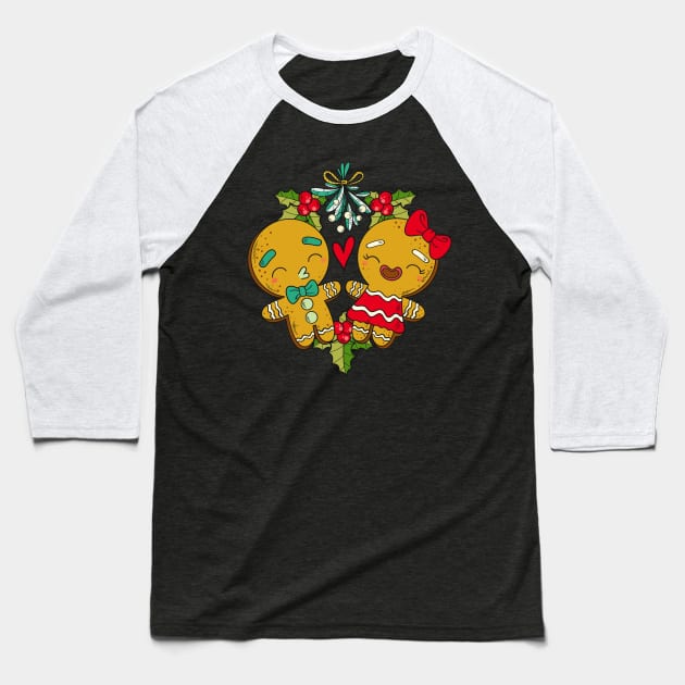 Mistletoe Gingerbread Christmas Reef Baseball T-Shirt by Nova5